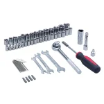 Steel Core 53-Piece Hand Tool Kit with Metric and SAE Sockets, Wrenches, and Durable Storage Bag thumbnail 1