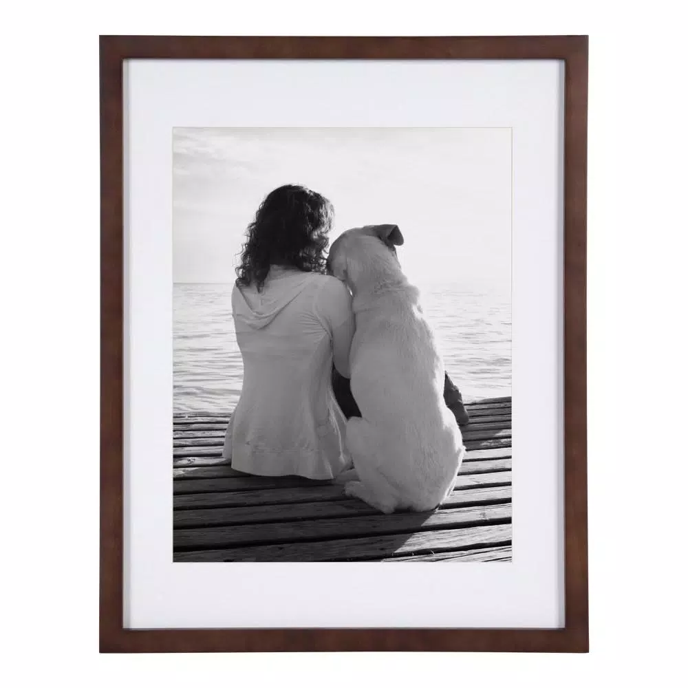 DesignOvation Design Ovation Gallery Wood Picture Frame Set, Walnut Brown, 14 x 18 in. (Set of 2)