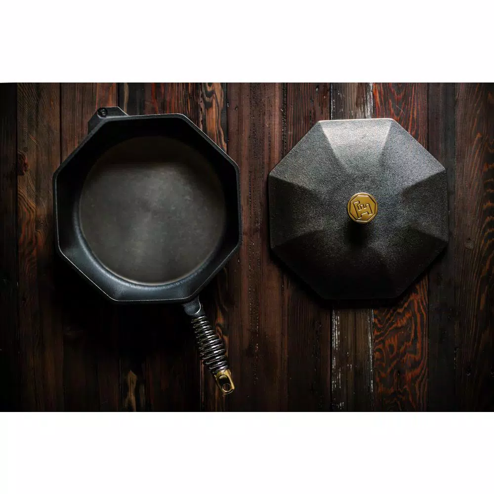 FINEX 12 in. Cast Iron Skillet with Lid, Pre-Seasoned Handmade Cookware