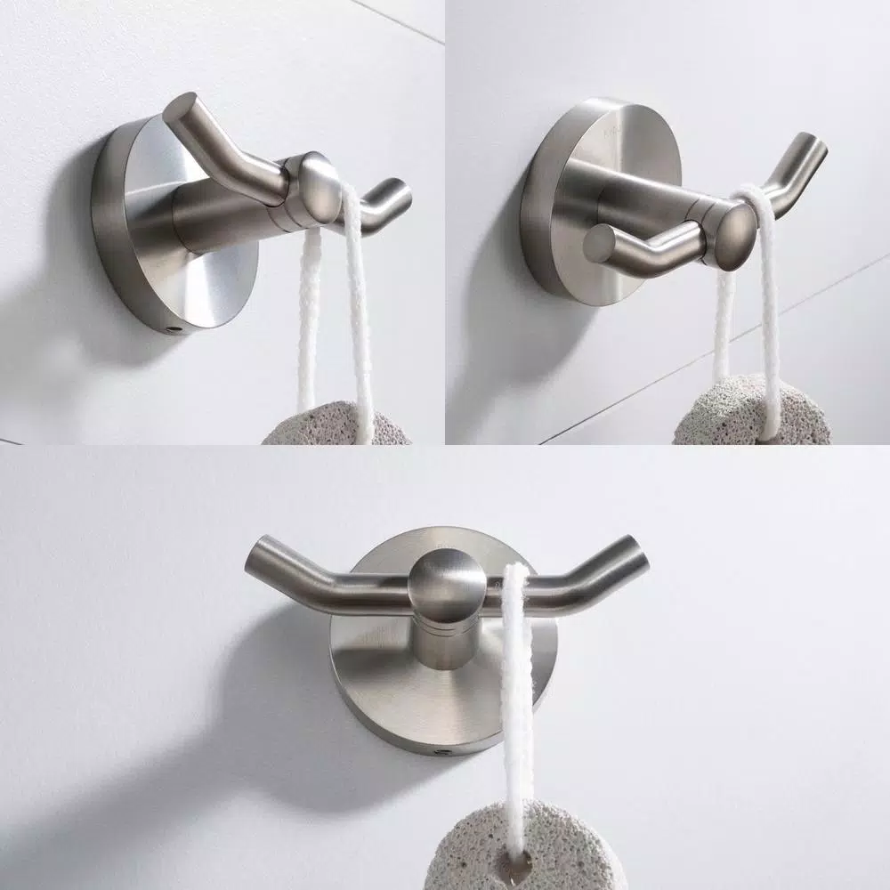 Kraus Elie Double Robe and Towel Hook, Brushed Nickel
