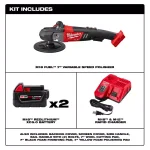 Milwaukee M18 FUEL 7 in. Variable Speed Cordless Polisher Kit with (2) 5.0 Ah Batteries & Pads thumbnail 2