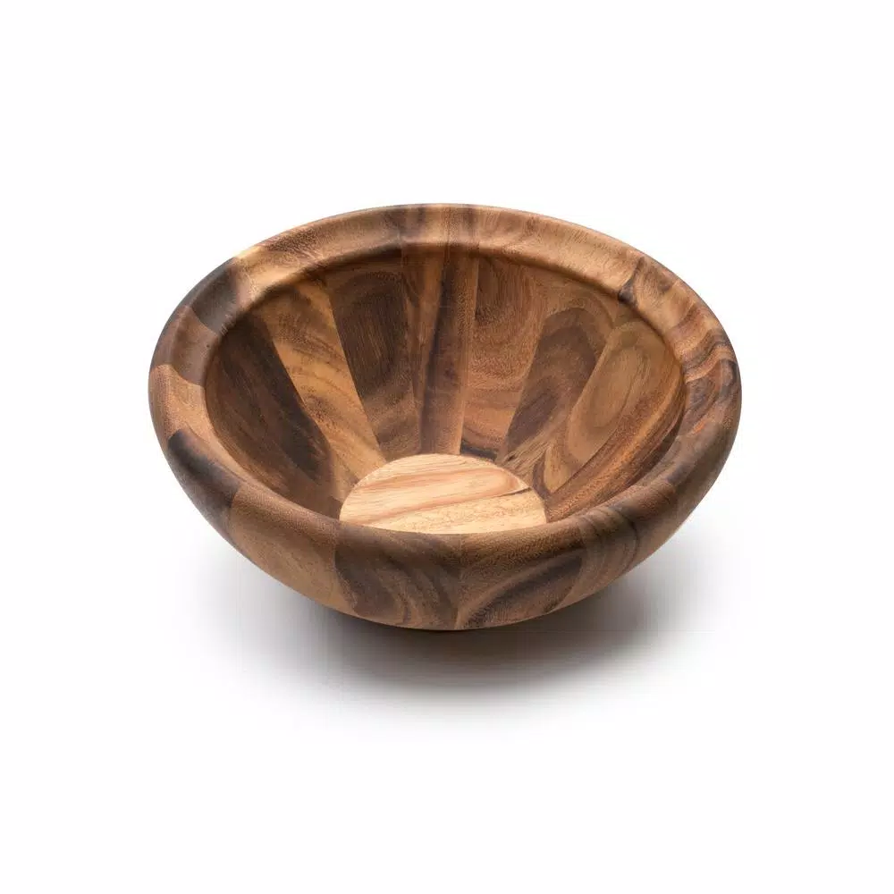 Ironwood Gourmet Large Salinas Acacia Wood Salad Bowl, 12-inch Round Serving Bowl