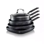 GRANITESTONE StackMaster 5-Piece Aluminum Non-Stick Diamond Infused Mini Cookware Set, Charcoal thumbnail 1