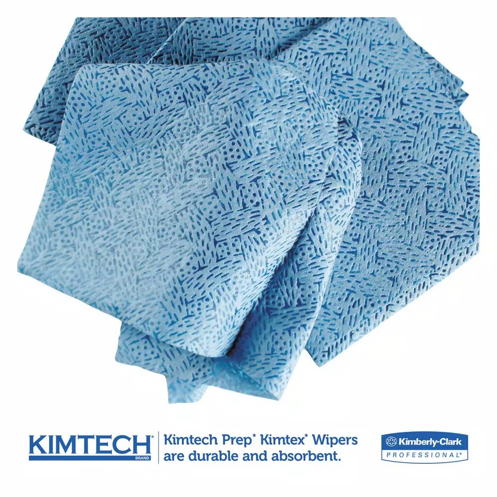 Kimtech Kimtex Industrial Cleaning Wipes, Blue, 12.5 x 13.25 in, 66 Per Box, 8 Boxes Per Carton