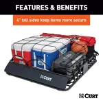 CURT Roof Mounted Cargo Basket, Steel Construction, Black Powder Coat thumbnail 5