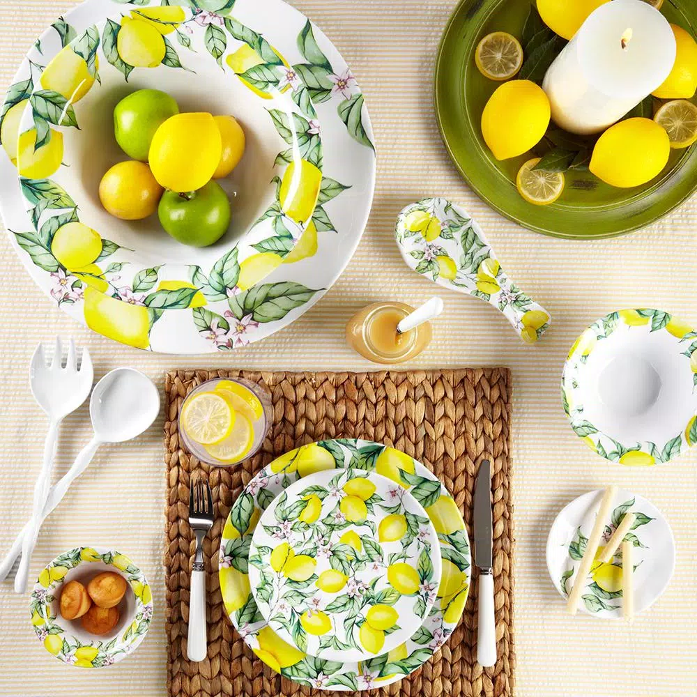 Q Squared Limonata 4-Piece Yellow Melamine Dip Bowl Set, Shatterproof Serving Bowls