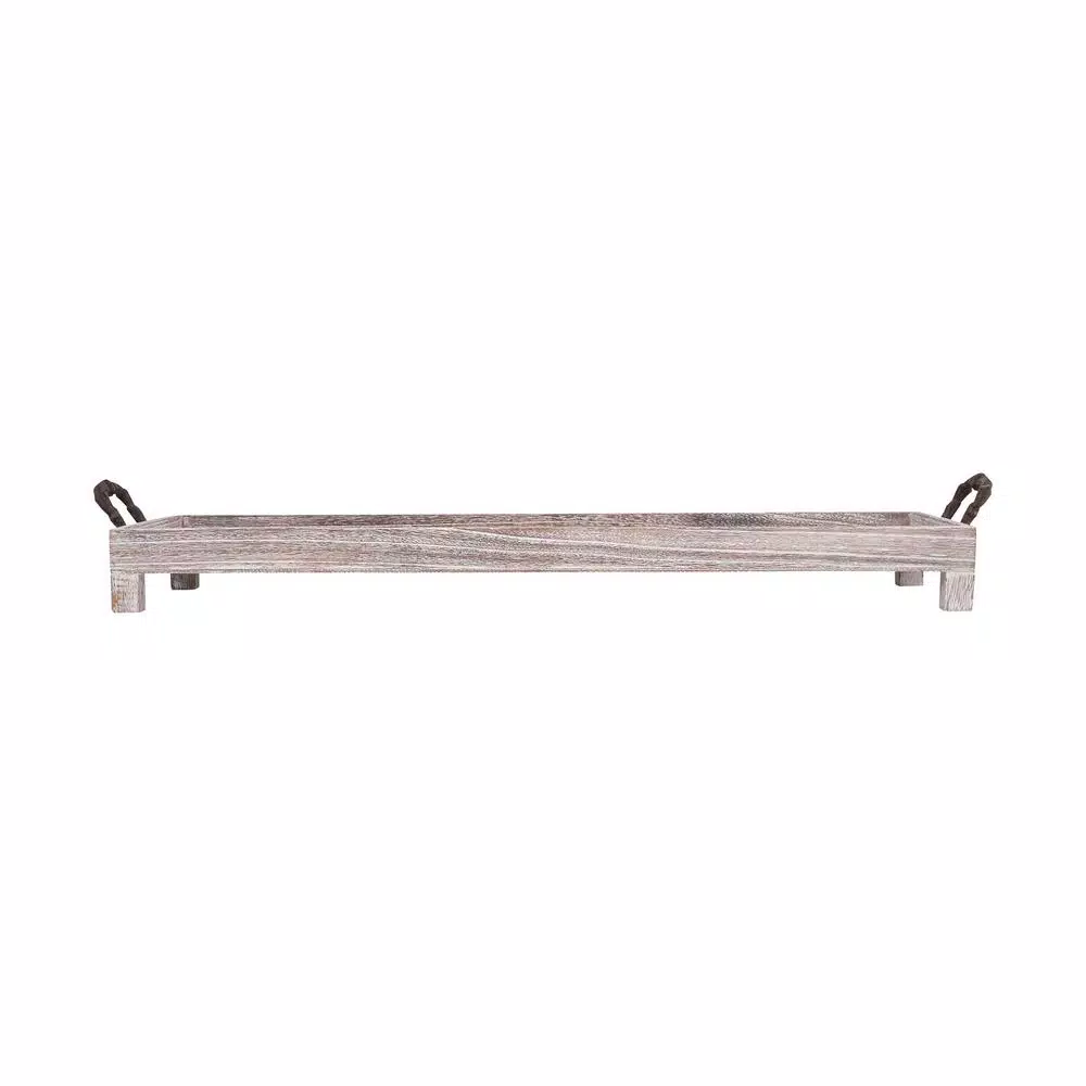 Titan Lighting Ashwood 33 in. Decorative Rustic and Ashwood Serving Tray with Handles