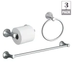 KOHLER Coralais 3-Piece Polished Chrome Bath Hardware Set: Towel Bar, Towel Ring & Toilet Paper Holder thumbnail 2