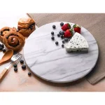 Creative Home 12 in. Natural Off-White Marble Round Serving Board for Cheese, Dessert, and Cake thumbnail 2
