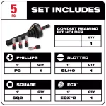 Milwaukee SHOCKWAVE Conduit Reaming Bit Holder Set for 1/2", 3/4", and 1" EMT thumbnail 2