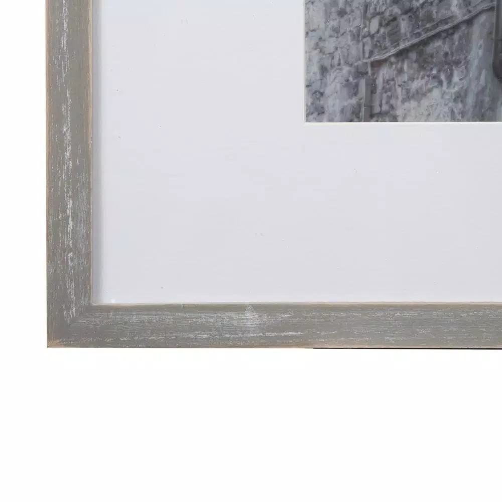 Pinnacle Gallery 7-Piece Graywash Wood Photo Frame Wall Gallery Kit with Art Prints