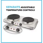 Courant 1700W Double Burner Electric Hot Plate with Stainless Steel Design and Dual Temperature Controls thumbnail 3