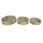 LITTON LANE White Seagrass and Polyethylene Wicker Decorative Trays with Black Accents, Set of 3 thumbnail 2