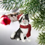 Design Toscano Border Collie Holiday Dog Ornament Sculpture, Hand Painted Resin thumbnail 2
