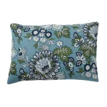 The Company Store Embroidered Blue Floral Jacobean Crewel Cotton Throw Pillow Cover, 16 x 24 in. thumbnail 1