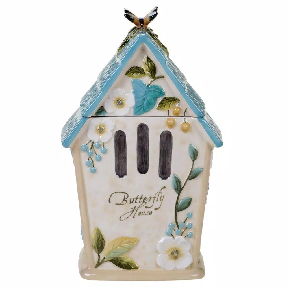 Certified International Nature Garden 3-D Butterfly Birdhouse Cookie Jar, 88 oz.