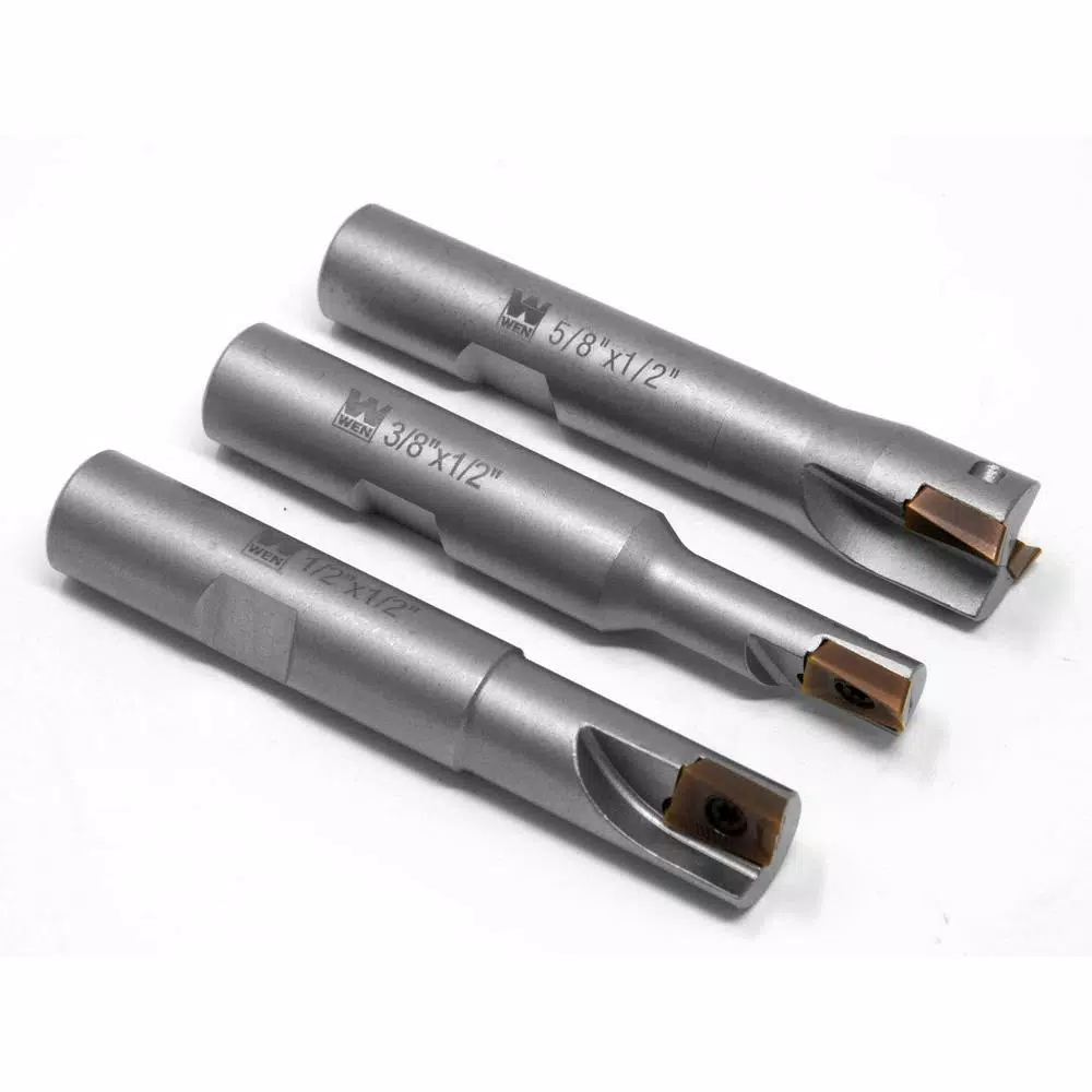 WEN 3-Piece 90-Degree Square Shoulder Indexable Carbide End Mill Set with Aluminum Case