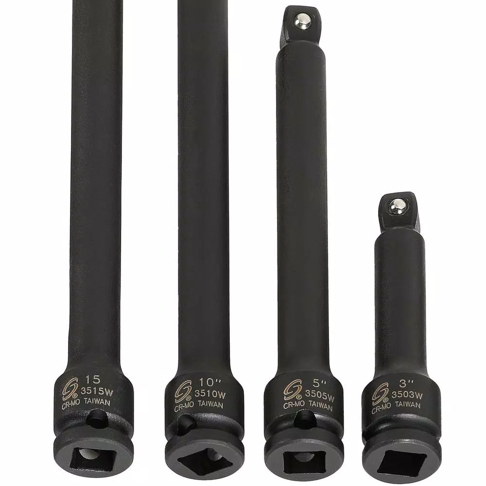 SUNEX TOOLS Sunex 3504 3/8 in. Wobble Drive Impact Extension Socket Set, 4-Piece