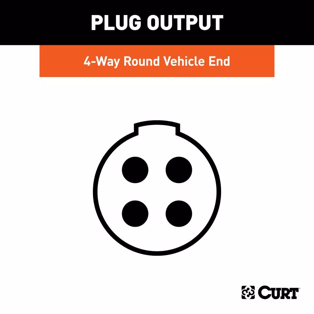 CURT 4-Way Round Trailer Connector Socket - Vehicle Side Female End