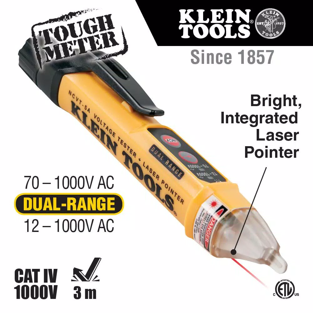 Klein Tools 2-Piece Non-Contact Voltage Tester with Laser Pointer and Dual-Mode Flashlight Work Light Tool Set