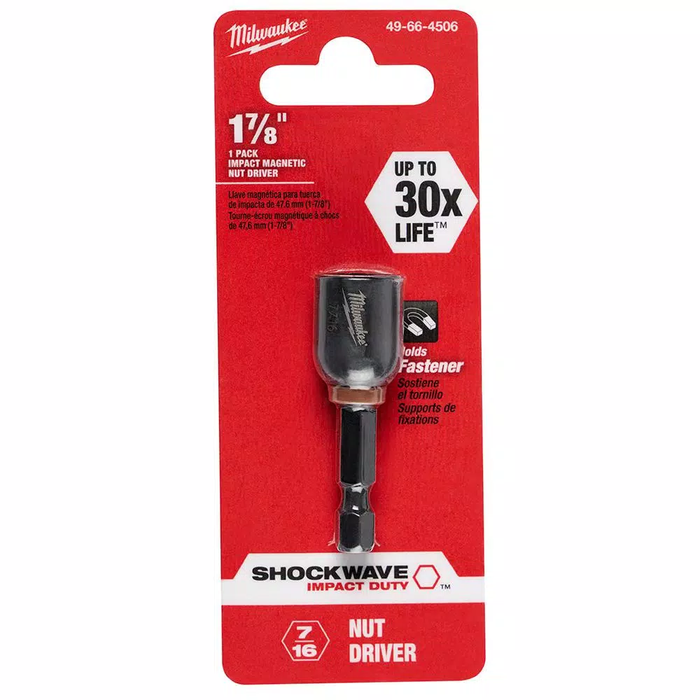 Milwaukee SHOCKWAVE 7/16 in. x 1-7/8 in. Magnetic Nut Driver, Impact Duty