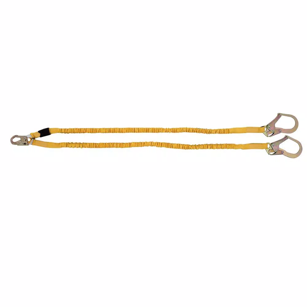 Werner SoftCoil 6 ft. Twin Leg Lanyard with Energy Absorbing Inner Core and Rebar Hooks