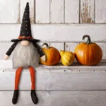 Glitzhome 20 in. Halloween Fabric Gnome Sitter Decor with Posable Hat and Faux Fur Beard thumbnail 8