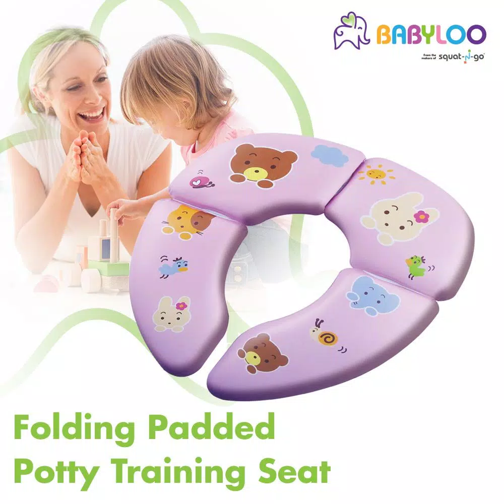 Babyloo Pink Animal Pattern Folding Cushioned Toilet Seat with Travel Bag