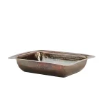 Old Dutch 4 Qt. Rectangular Antique Copper Hammered Chafing Dish with Stainless Steel Pan and Iron Stand thumbnail 6