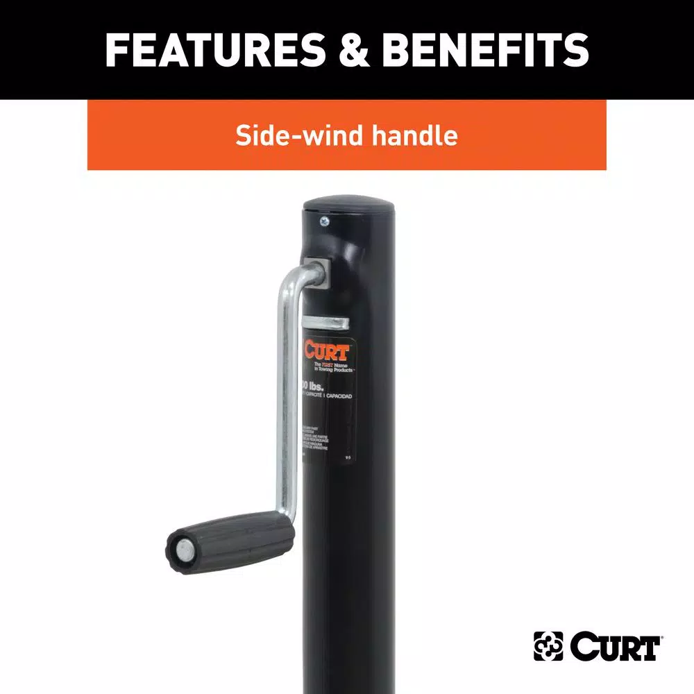 CURT A-Frame Trailer Jack with Side Handle, 2,000 lbs. Capacity, 14.5 in. Travel