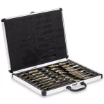 XtremepowerUS 17-Piece HSS Cobalt Silver and Deming Twist Drill Bit Set with Aluminum Storage Case thumbnail 1