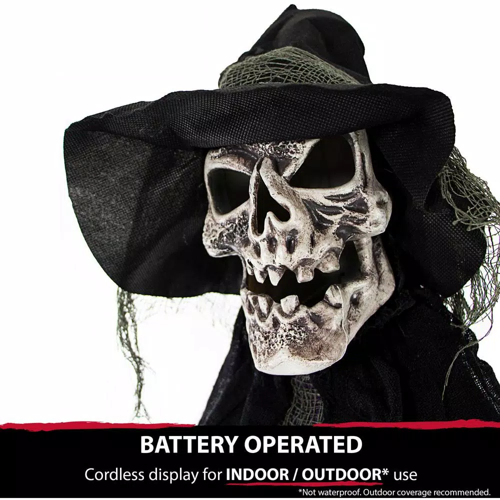 Haunted Hill Farm 6 ft. Animated Skeleton Witch Halloween Prop with Multi-Color Light Effects