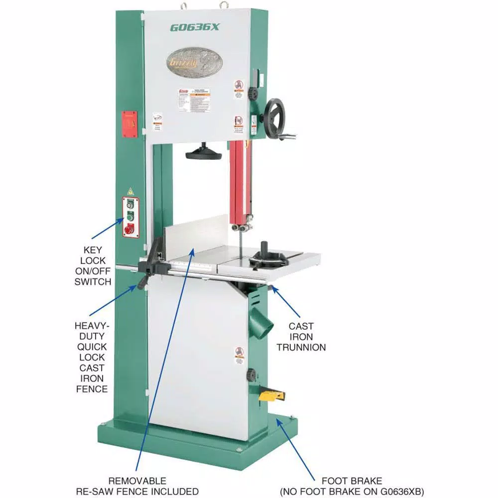 Grizzly Industrial 17-in. Ultimate Vertical Bandsaw with 5 HP Motor and Cast-Iron Table