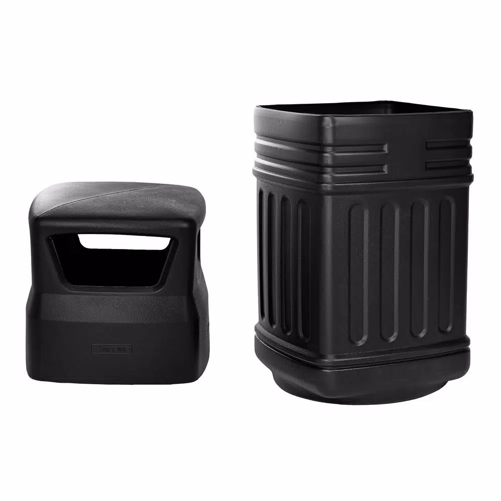 Alpine Industries 16 Gal. Black Open Dome Top Commercial Trash Can, Indoor/Outdoor