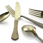 Gibson Elite Zambezi 5-Piece Gold Hammer Texture Stainless Steel Flatware Set, Service for 1 thumbnail 3