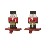 Glitzhome Nutcracker Wooden and Metal Stocking Holders, Set of 2 thumbnail 1