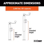 CURT Pipe-Mount Swivel Trailer Jack with Top Handle, 2,000 lbs. Capacity, 15 in. Travel thumbnail 4