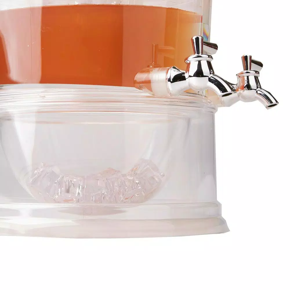 Mind Reader 2-Tier Stackable Beverage Dispenser, 4-Compartment 2-Gallon Drink Holder with Ice Compartments