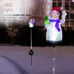 Alpine Corporation Solar Snowman Garden Stakes with Fiber Optic LED Lights, Set of 2 thumbnail 7