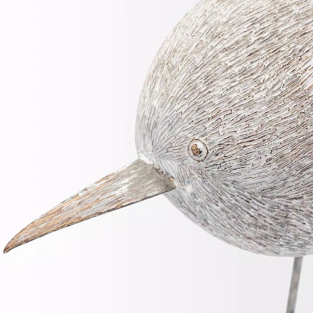 Mercana Snipe II Decorative Bird Sculpture - Light Brown Coastal Resin Statuary