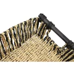 LITTON LANE Handmade Black and Natural Striped Palm Leaf and Seagrass Basket Tray Set of 3 thumbnail 3