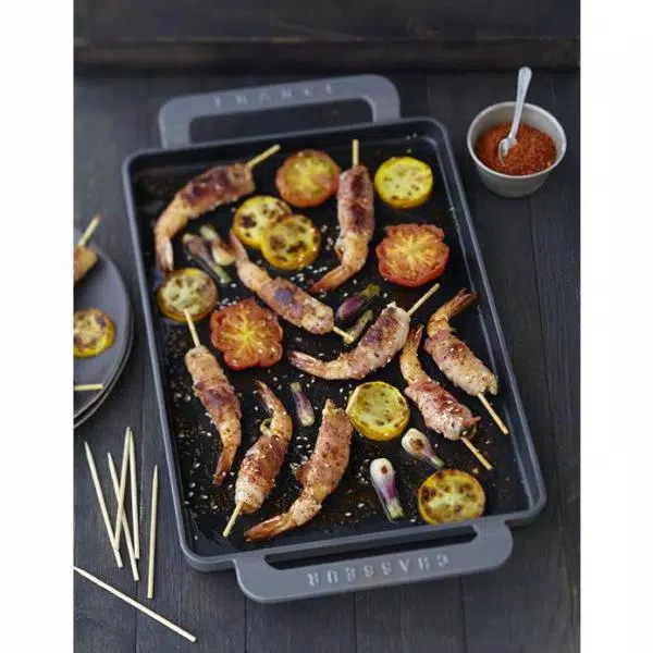 Chasseur 14-in Enameled Cast Iron Rectangular Griddle - Caviar Grey