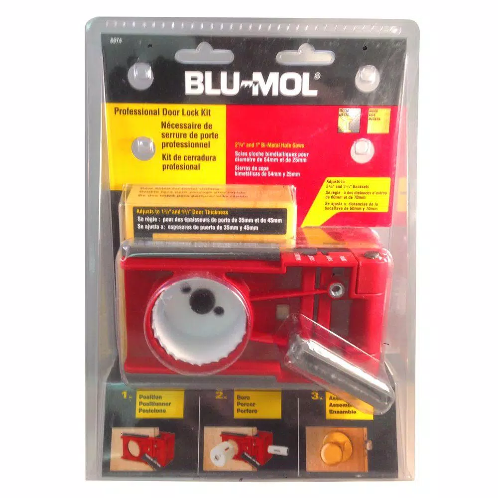 BLU-MOL Professional Bi-Metal Lock Installation Kit with 1 in. and 2-1/8 in. Hole Saws