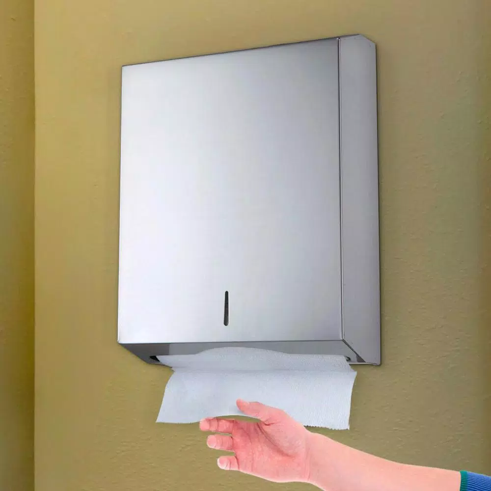 Alpine Industries Brushed Stainless Steel C-Fold and Multi-Fold Paper Towel Dispenser