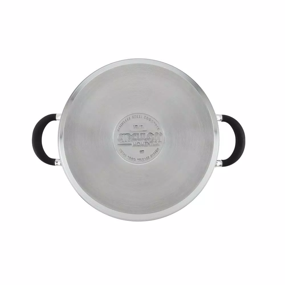 Circulon Momentum 5 Qt. Round Stainless Steel Nonstick Dutch Oven with Glass Lid