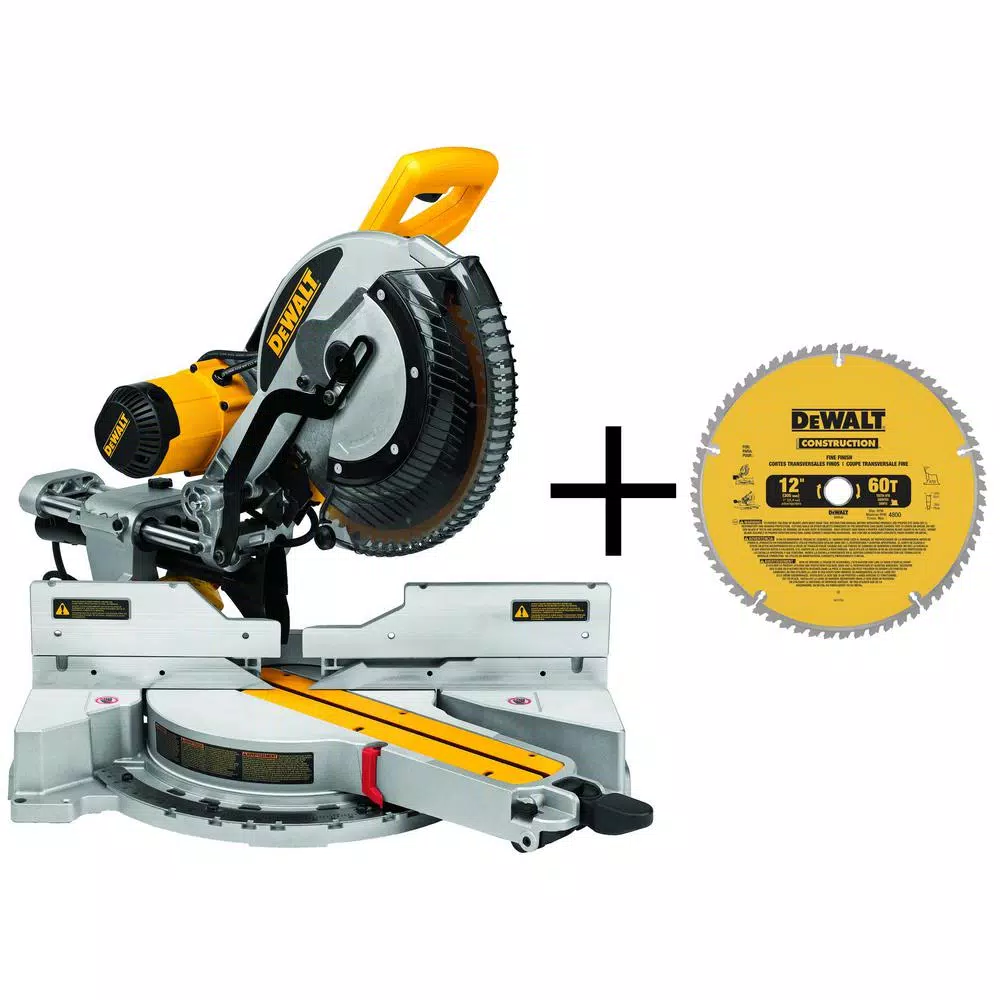 DEWALT 12 in. 15 Amp Double-Bevel Sliding Compound Miter Saw with 60T Fine Finish Blade