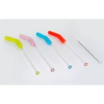 Cook Pro 10 Pc Reusable Borosilicate Glass Straw Set with Silicone Tips and Cleaning Brushes thumbnail 1