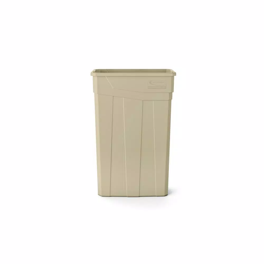 Suncast Commercial 23 Gallon Slim Resin Trash Can, Sand