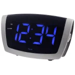 Equity by La Crosse Large 1.8 in. Blue LED Digital Alarm Clock with USB Charging Port - Silver thumbnail 4