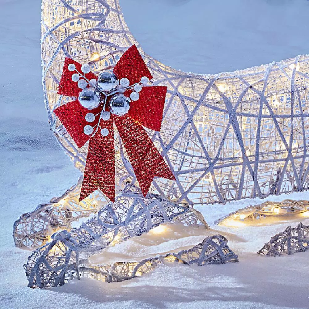 Home Accents Holiday 3.5 ft Polar Wishes White LED Lying Deer Yard Decoration
